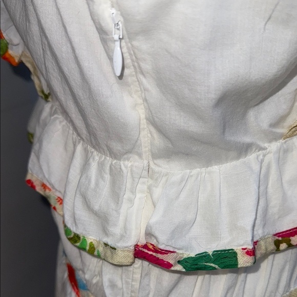 FARM Rio White Ruffled Dress with Colorful Trim, Large - Like New - Picture 7 of 13